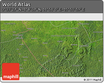 Satellite 3D Map of the Area around 3° 51' 2" N, 15° 22' 30" E
