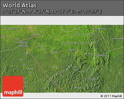 Satellite 3D Map of the Area around 3° 51' 2" N, 15° 22' 30" E