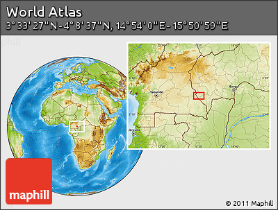 Physical Location Map of the Area around 3° 51' 2" N, 15° 22' 30" E