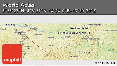 Physical Panoramic Map of the Area around 3° 51' 2" N, 15° 22' 30" E