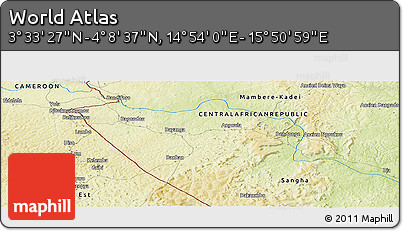 Physical Panoramic Map of the Area around 3° 51' 2" N, 15° 22' 30" E