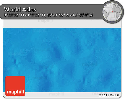 Physical 3D Map of the Area around 3° 51' 2" N, 15° 13' 29" W