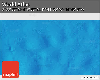 Physical 3D Map of the Area around 3° 51' 2" N, 15° 13' 29" W