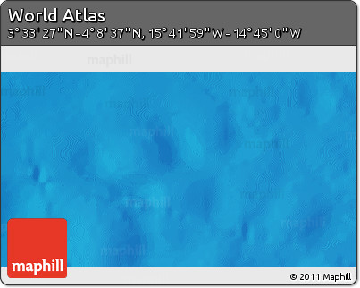 Physical 3D Map of the Area around 3° 51' 2" N, 15° 13' 29" W