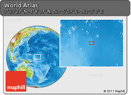 Physical Location Map of the Area around 3° 51' 2" N, 161° 34' 29" E