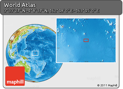 Physical Location Map of the Area around 3° 51' 2" N, 163° 16' 30" E