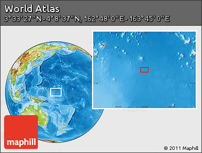Physical Location Map of the Area around 3° 51' 2" N, 163° 16' 30" E