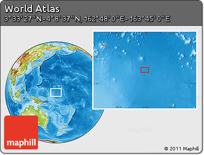 Physical Location Map of the Area around 3° 51' 2" N, 163° 16' 30" E