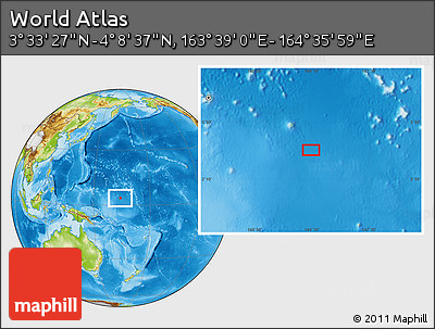 Physical Location Map of the Area around 3° 51' 2" N, 164° 7' 30" E
