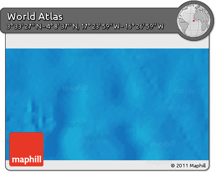 Physical 3D Map of the Area around 3° 51' 2" N, 16° 55' 29" W