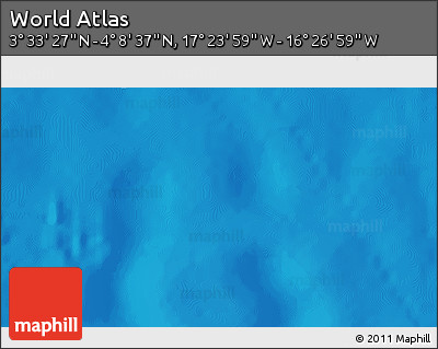 Physical 3D Map of the Area around 3° 51' 2" N, 16° 55' 29" W