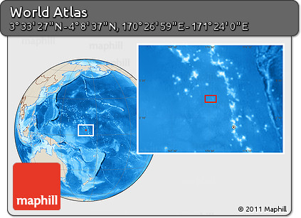 Shaded Relief Location Map of the Area around 3° 51' 2" N, 170° 55' 30" E