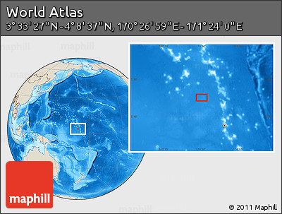 Shaded Relief Location Map of the Area around 3° 51' 2" N, 170° 55' 30" E