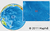 Physical Location Map of the area around 3° 51' 2" N, 170° 46' 30" W