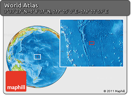 Physical Location Map of the Area around 3° 51' 2" N, 177° 43' 29" E