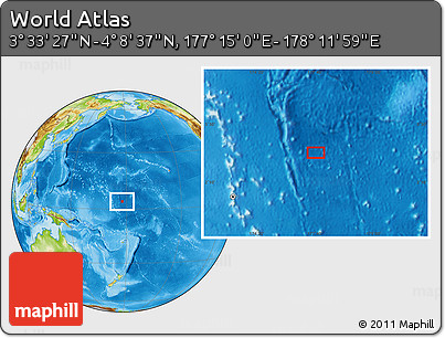 Physical Location Map of the Area around 3° 51' 2" N, 177° 43' 29" E