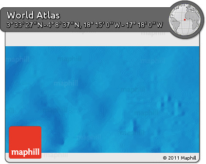 Physical 3D Map of the Area around 3° 51' 2" N, 17° 46' 29" W