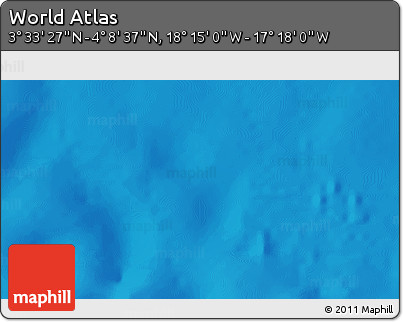 Physical 3D Map of the Area around 3° 51' 2" N, 17° 46' 29" W