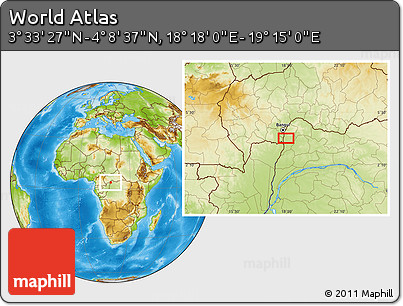 Physical Location Map of the Area around 3° 51' 2" N, 18° 46' 29" E