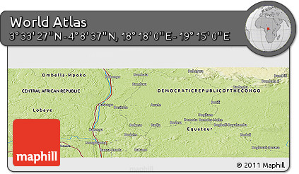 Physical Panoramic Map of the Area around 3° 51' 2" N, 18° 46' 29" E