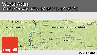 Physical Panoramic Map of the Area around 3° 51' 2" N, 18° 46' 29" E