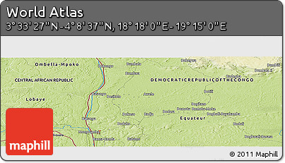 Physical Panoramic Map of the Area around 3° 51' 2" N, 18° 46' 29" E