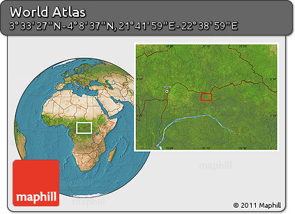 Satellite Location Map of the Area around 3° 51' 2" N, 22° 10' 29" E