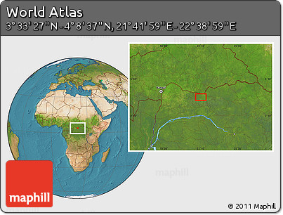 Satellite Location Map of the Area around 3° 51' 2" N, 22° 10' 29" E