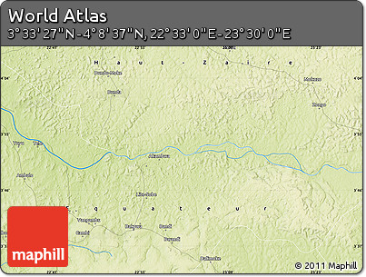 Physical Map of the Area around 3° 51' 2" N, 23° 1' 29" E