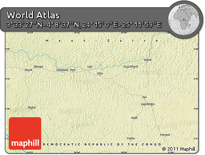 Physical Map of the Area around 3° 51' 2" N, 24° 43' 30" E