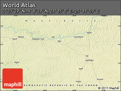 Physical Map of the Area around 3° 51' 2" N, 24° 43' 30" E