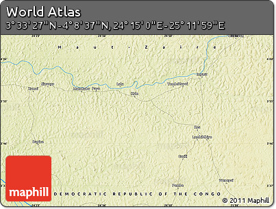 Physical Map of the Area around 3° 51' 2" N, 24° 43' 30" E