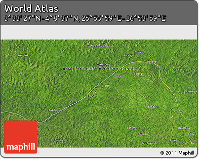 Satellite 3D Map of the Area around 3° 51' 2" N, 26° 25' 29" E