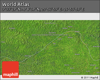 Satellite 3D Map of the Area around 3° 51' 2" N, 26° 25' 29" E