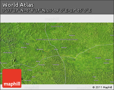 Satellite 3D Map of the Area around 3° 51' 2" N, 27° 16' 29" E