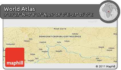Physical Panoramic Map of the Area around 3° 51' 2" N, 27° 16' 29" E