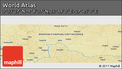 Physical Panoramic Map of the Area around 3° 51' 2" N, 27° 16' 29" E