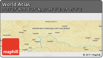 Physical Panoramic Map of the Area around 3° 51' 2" N, 27° 16' 29" E
