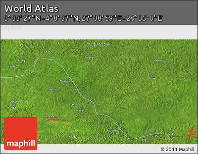Satellite 3D Map of the Area around 3° 51' 2" N, 28° 7' 30" E