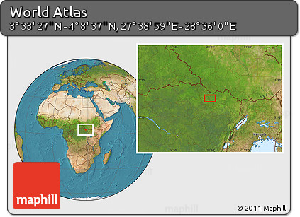 Satellite Location Map of the Area around 3° 51' 2" N, 28° 7' 30" E