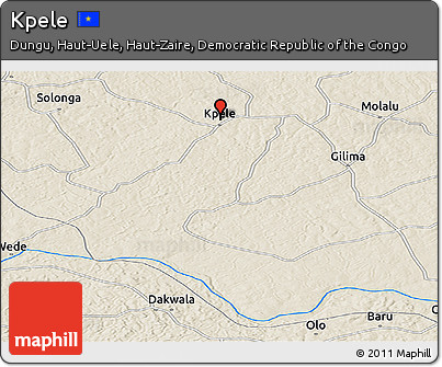 Shaded Relief Panoramic Map of Kpele