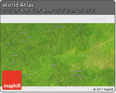 Satellite 3D Map of the Area around 3° 51' 2" N, 28° 58' 30" E