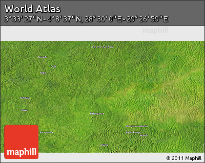 Satellite 3D Map of the Area around 3° 51' 2" N, 28° 58' 30" E