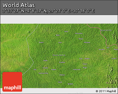 Satellite 3D Map of the Area around 3° 51' 2" N, 29° 49' 30" E