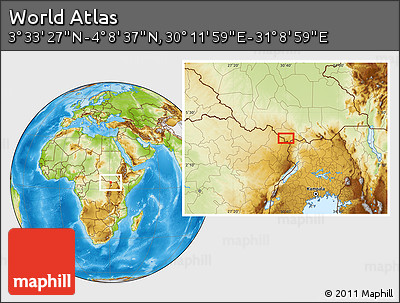 Physical Location Map of the Area around 3° 51' 2" N, 30° 40' 29" E