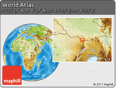 Physical Location Map of the Area around 3° 51' 2" N, 30° 40' 29" E
