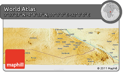 Physical Panoramic Map of the Area around 3° 51' 2" N, 31° 31' 29" E