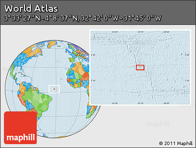 Political Location Map of the Area around 3° 51' 2" N, 32° 13' 30" W