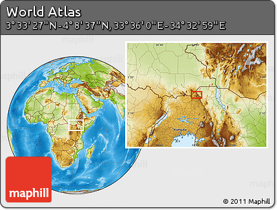 Physical Location Map of the Area around 3° 51' 2" N, 34° 4' 30" E