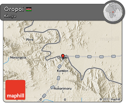 Shaded Relief Map of Oropoi